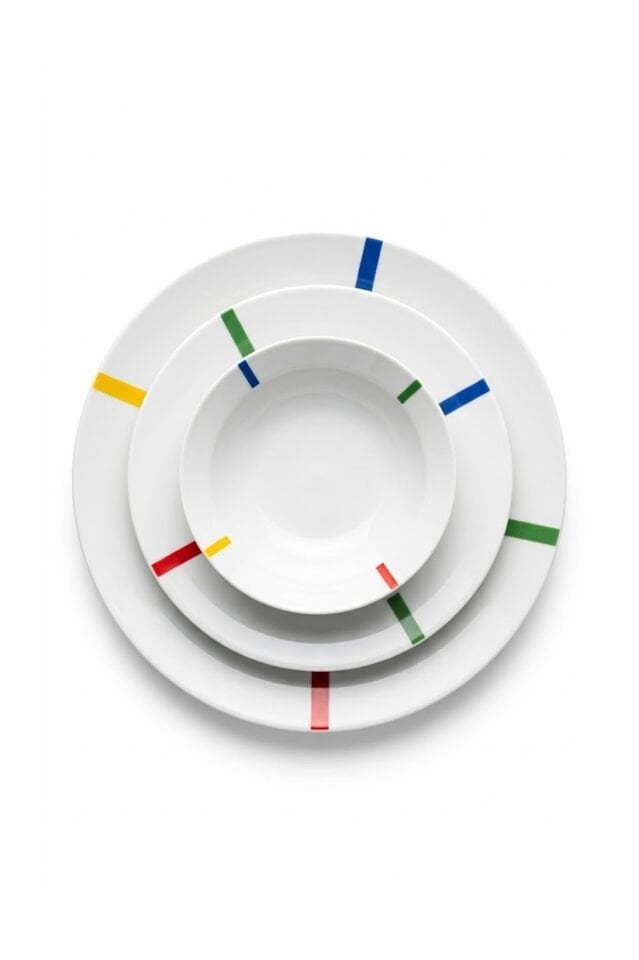 Yemek Takımı 18 Parça Renkli Çizgili