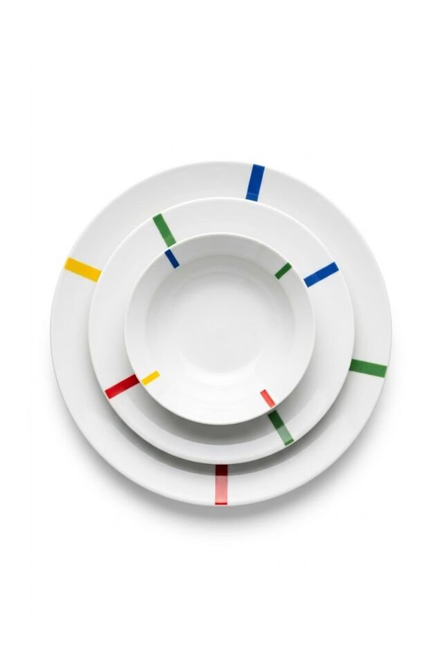 18-Piece Colorful Striped Dinner Set