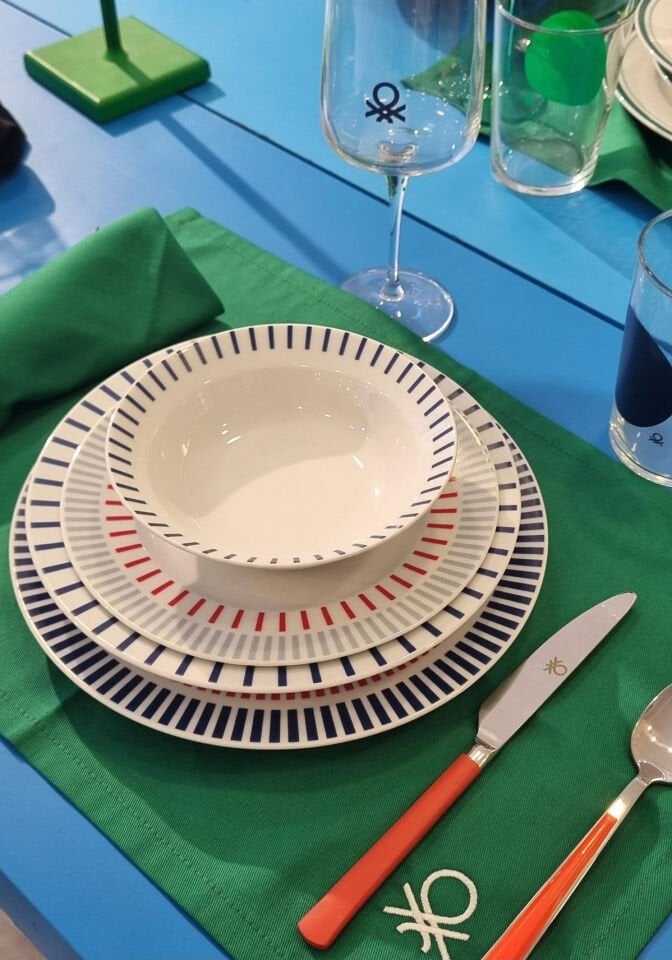 24-Piece Colorful Striped Dinner Set