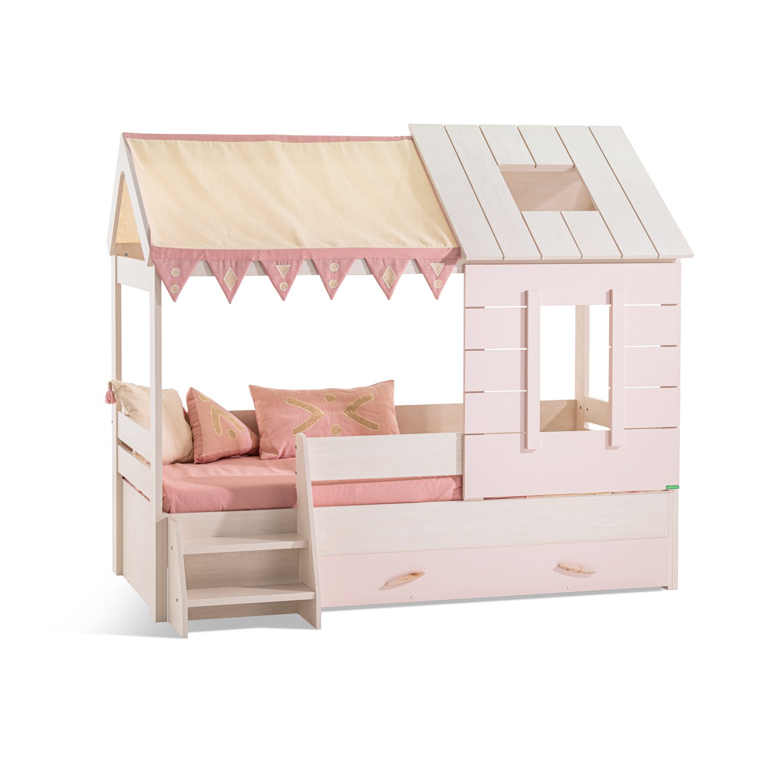 Pink House Çatılı Karyola Boho 90x200cm Çatılı Karyola + Sandık