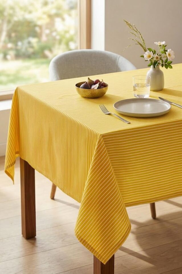 Benetton Masa Örtüsü Çizgili Sarı