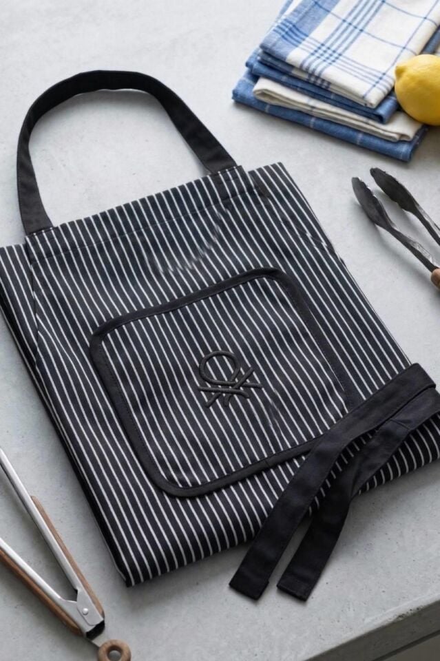 Benetton Mutfak Önlüğü Çizgili Siyah