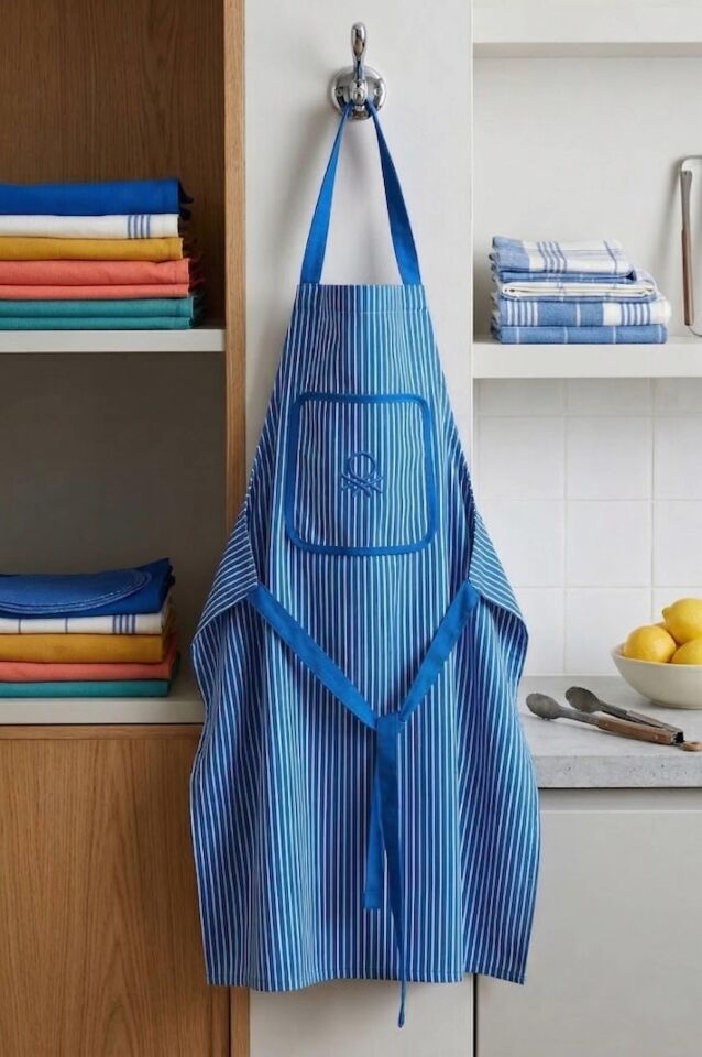 Benetton Striped Blue Kitchen Apron