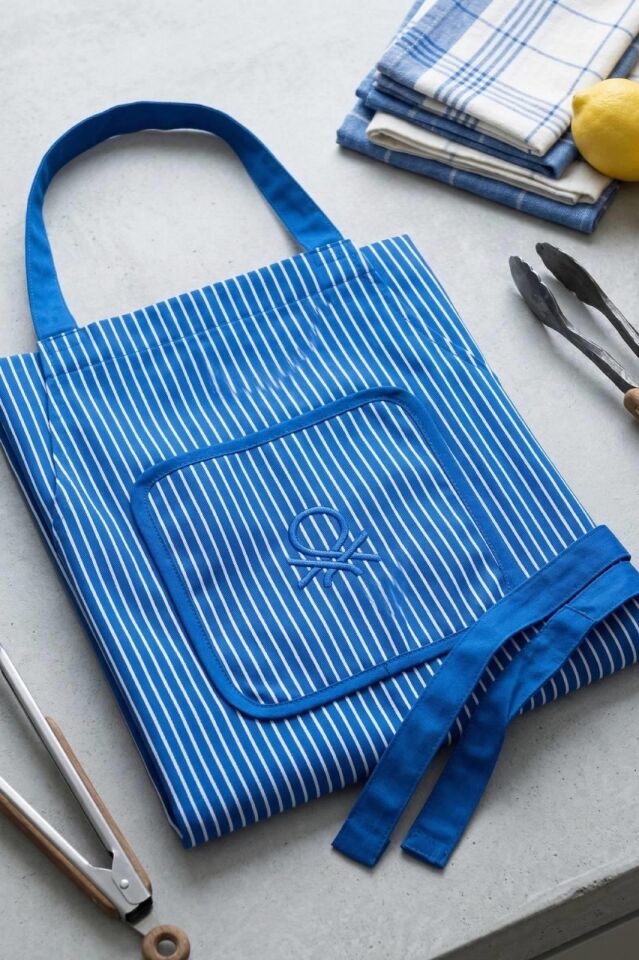 Benetton Striped Blue Kitchen Apron