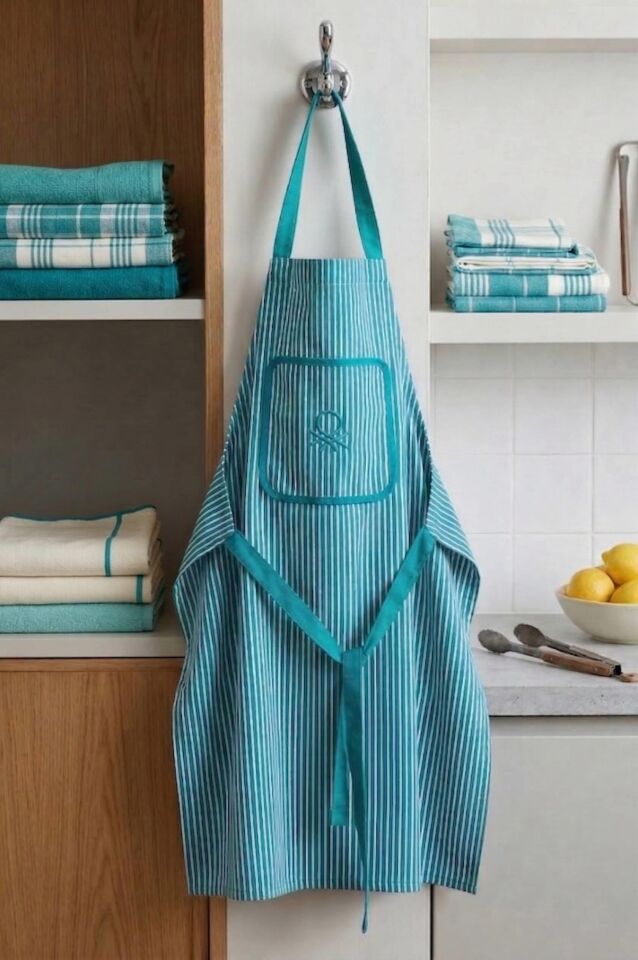 Benetton Striped Green Kitchen Apron