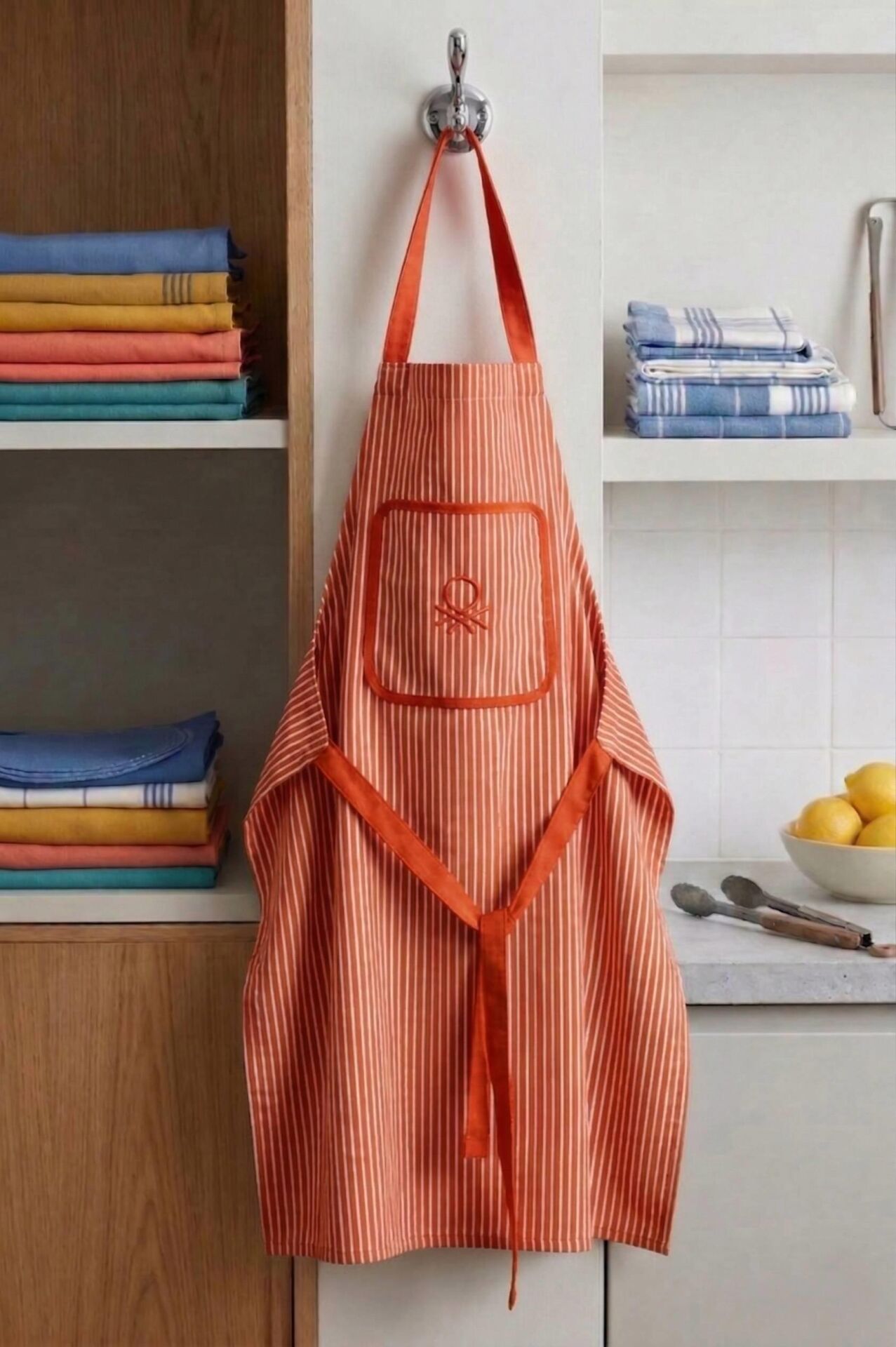 Benetton Mutfak Önlüğü Çizgili Kırmızı