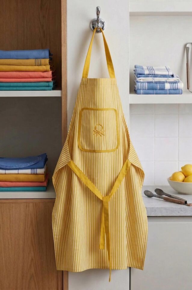 Benetton Striped Yellow Kitchen Apron