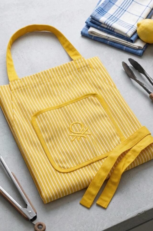 Benetton Mutfak Önlüğü Çizgili Sarı