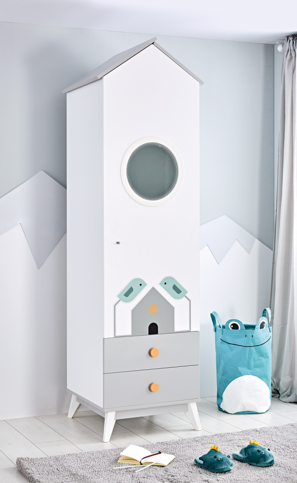 Bird House Wardrobe with Drawers