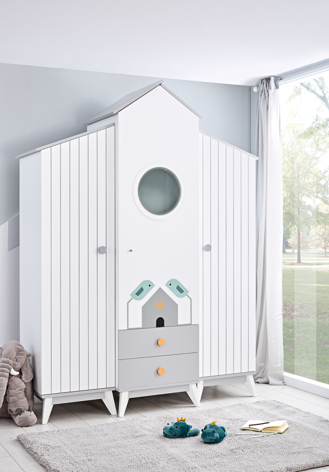 Bird House Wardrobe with Drawers
