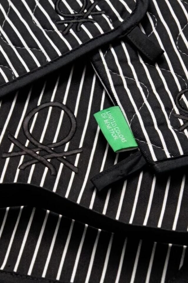 Benetton Eldiven & Tutaç Çizgili Siyah