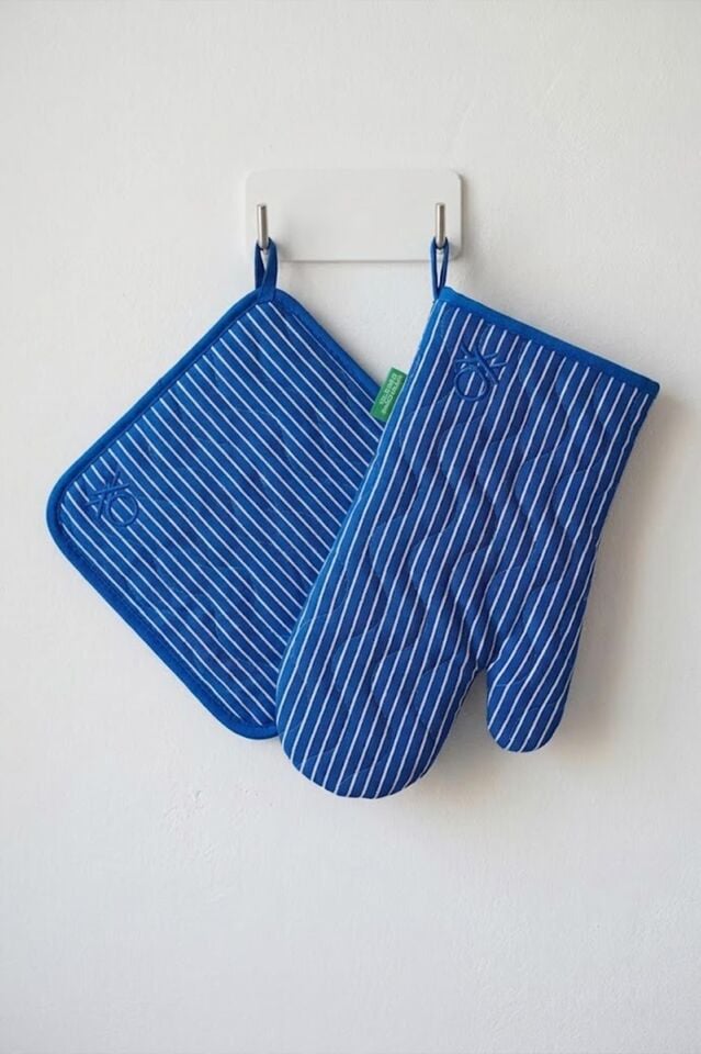 Benetton Eldiven & Tutaç Çizgili Mavi