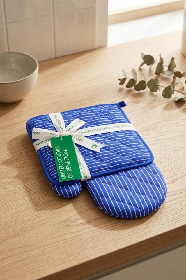 Benetton Eldiven & Tutaç Çizgili Mavi