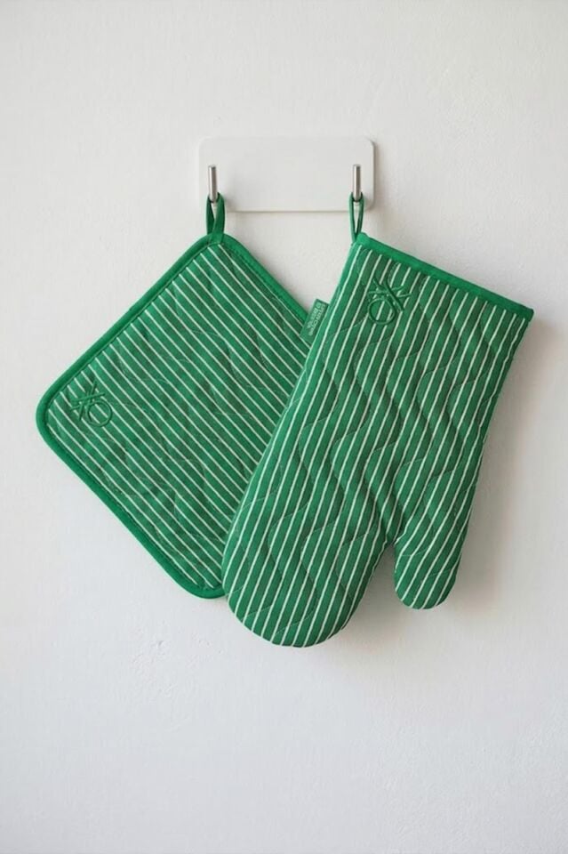 Benetton Eldiven & Tutaç Çizgili Yeşil