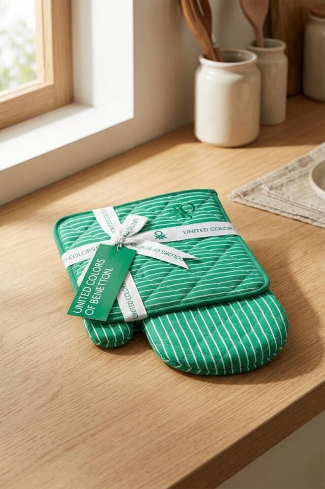 Benetton Eldiven & Tutaç Çizgili Yeşil