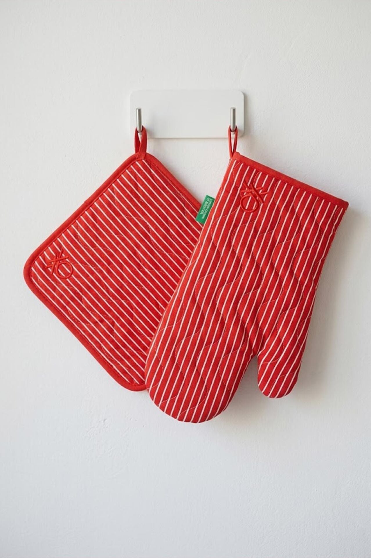 Benetton Eldiven & Tutaç Çizgili Kırmızı
