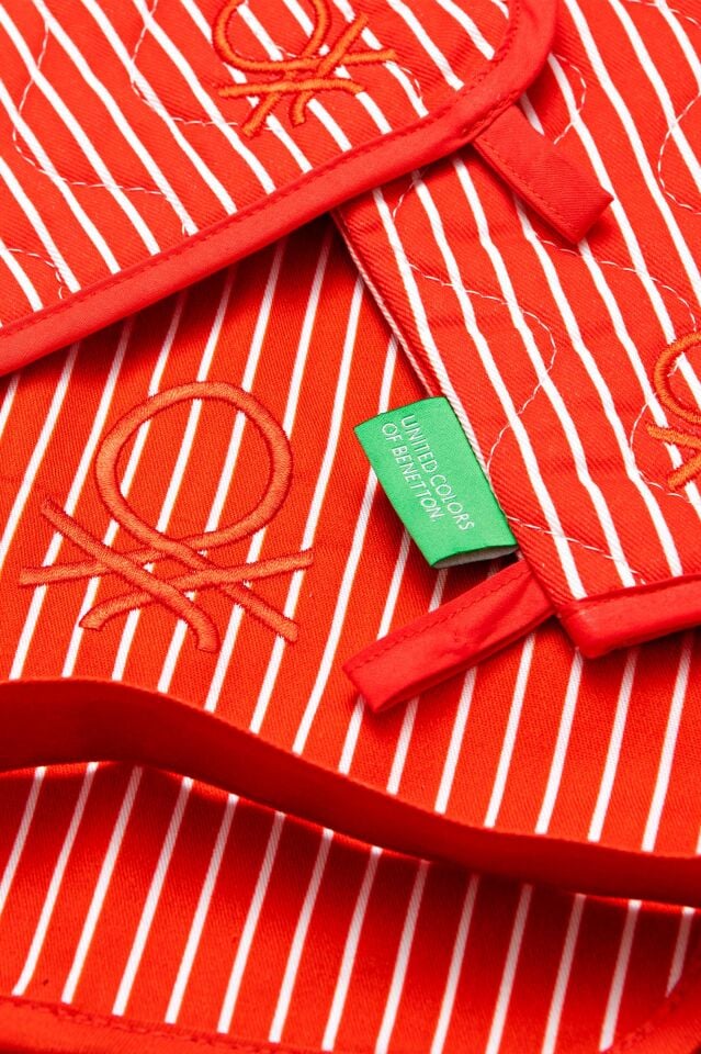 Benetton Eldiven & Tutaç Çizgili Kırmızı