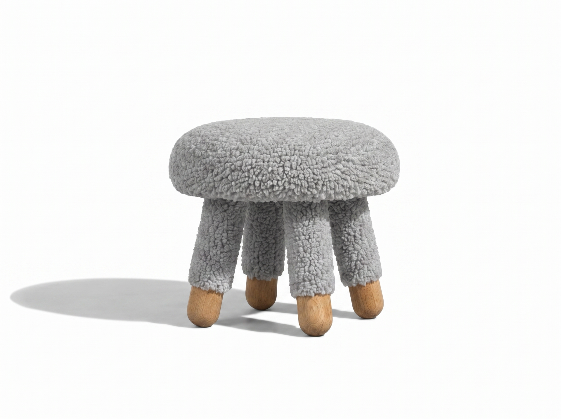 Woodba Plush Grey Stool
