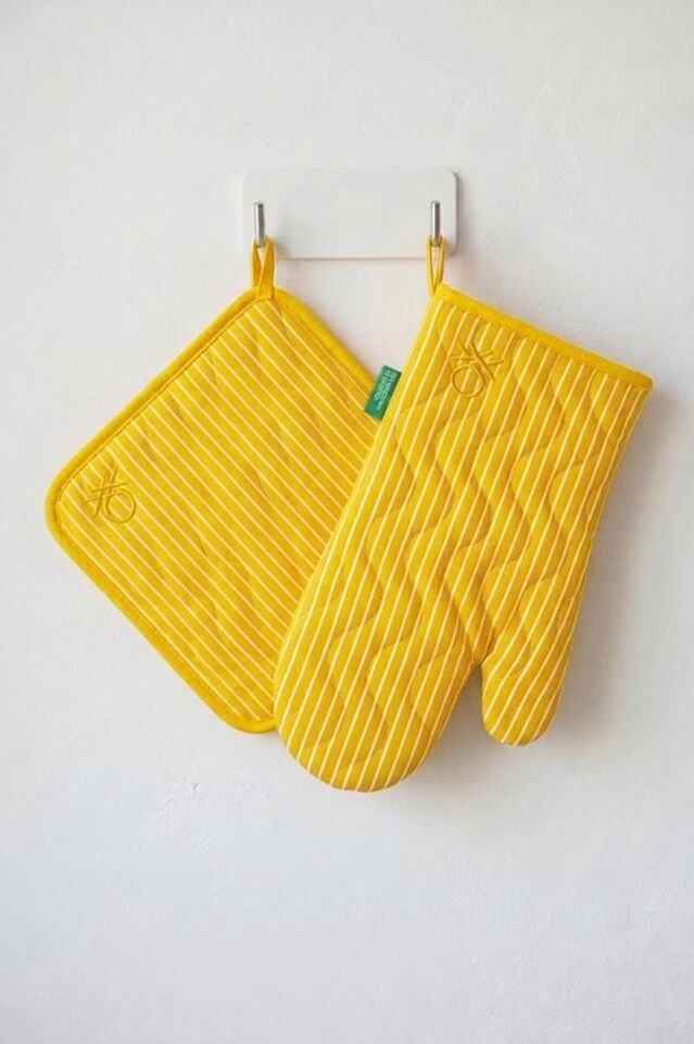 Benetton Eldiven & Tutaç Çizgili Sarı