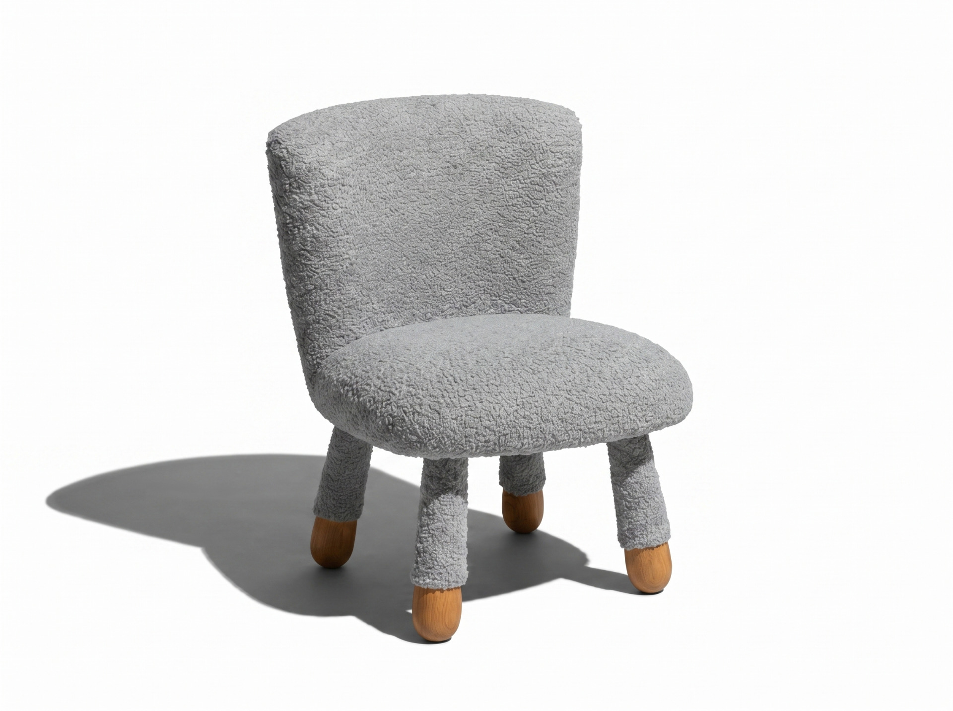 Woodba Peluş Gri Sandalye