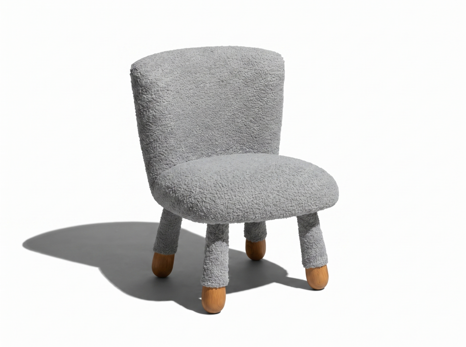 Woodba Peluş Gri Sandalye