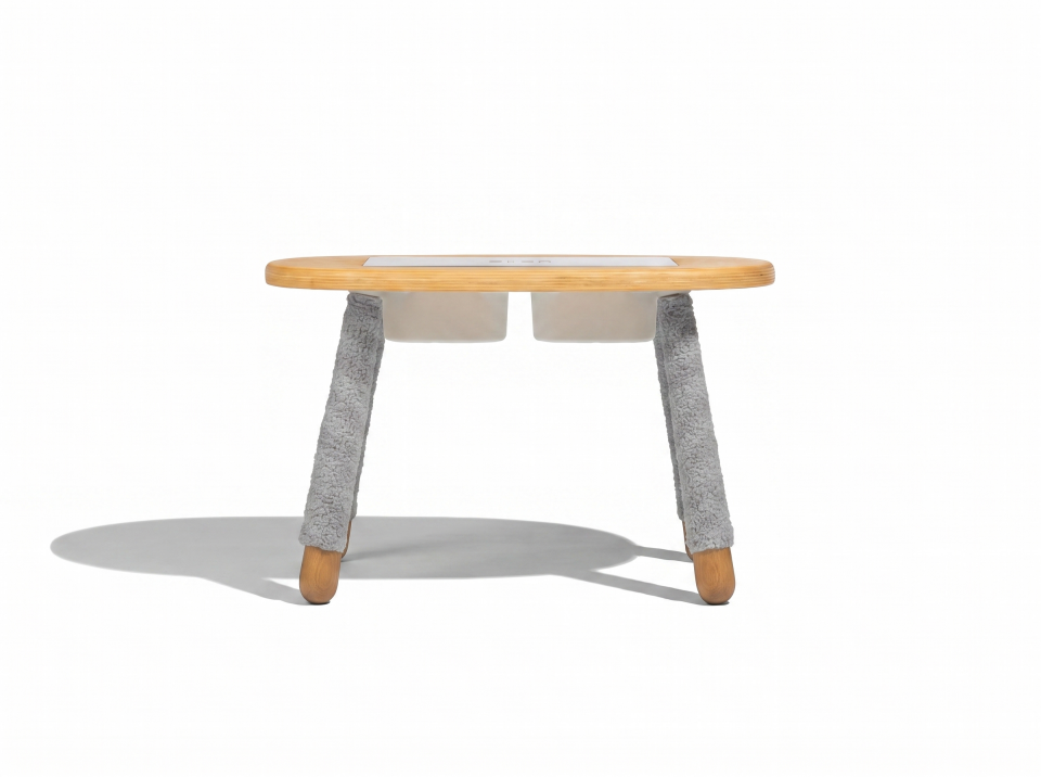 Woodba Peluş Gri Aktivite Masası