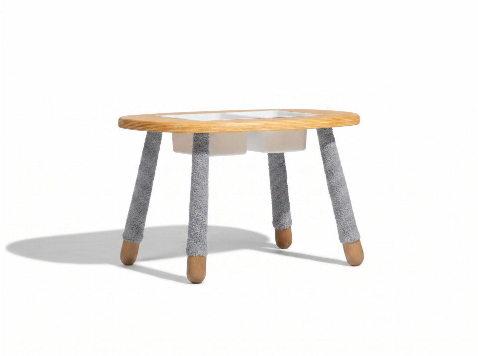 Woodba Peluş Gri Aktivite Masası