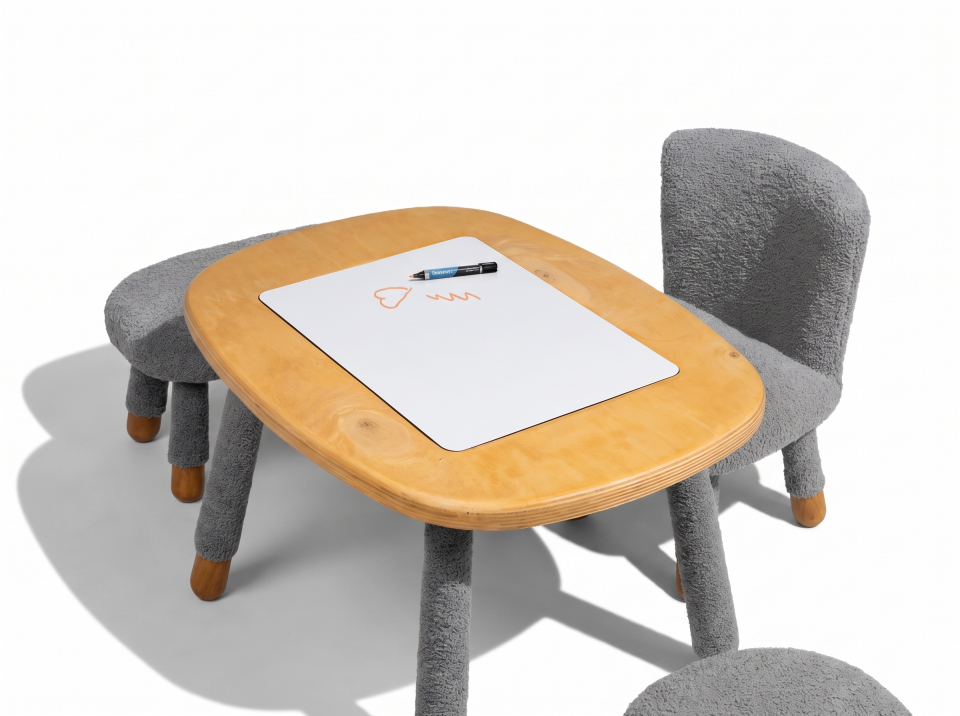Woodba Peluş Gri Aktivite Masası