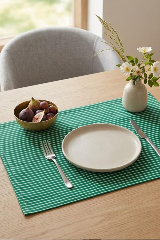 American Placemat Set of 4, Striped, Green, 33x50cm