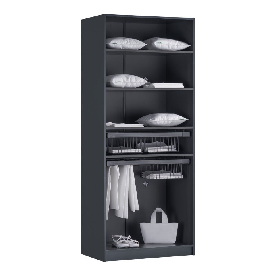 York Anthracite 2K Basket Cabinet (No Light) - Glass Door