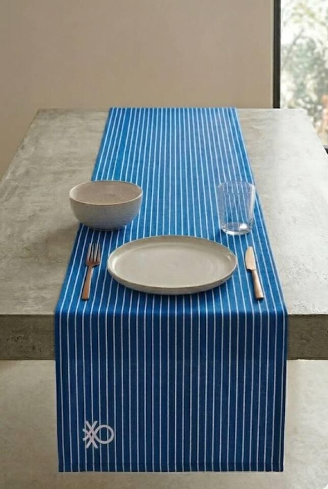 Runner 40x140cm Çizgili Mavi