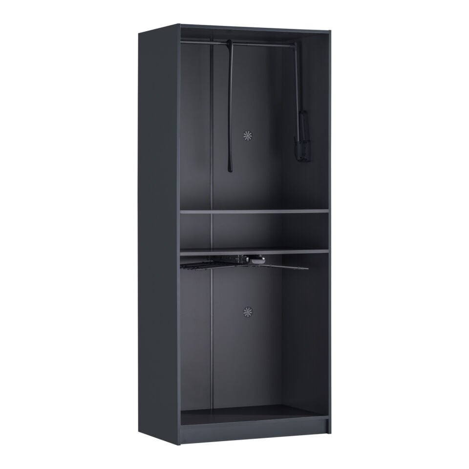 York Anthracite 2K Trouser Wardrobe, Non-Illuminated - Glass Door