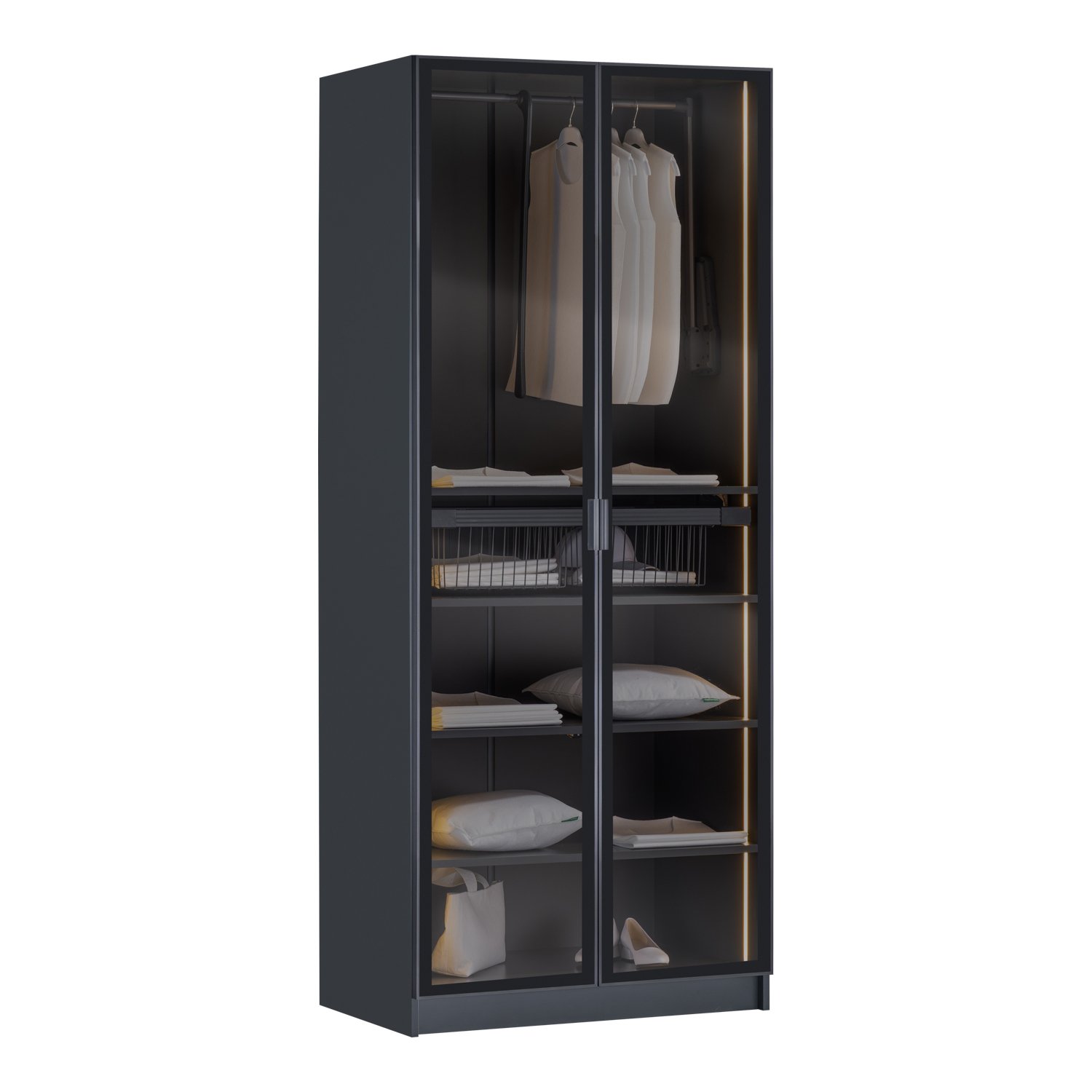 York Antrasit 2K Aksesuarlı Dolap