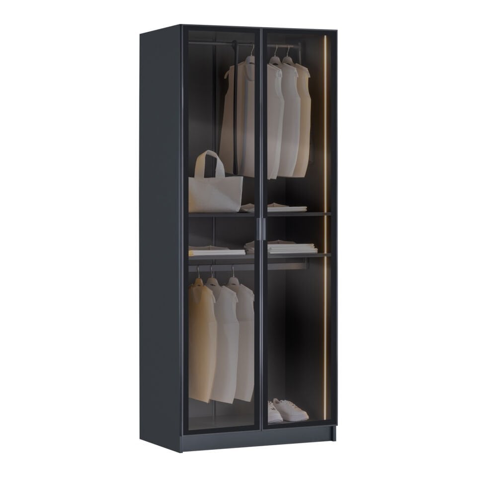 York Antrasit 2K Asansörlü Askılıklı Dolap