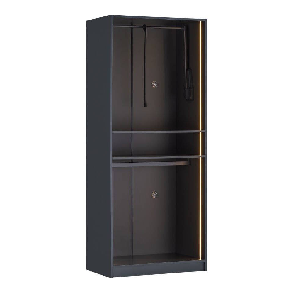 York Anthracite 2K Lift-Up Wardrobe with Lighting and Stepforming Doors