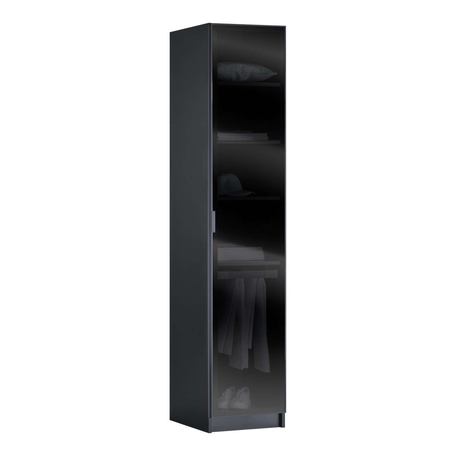 York Anthracite 1K Trouser Wardrobe, Non-Illuminated - Glass Door
