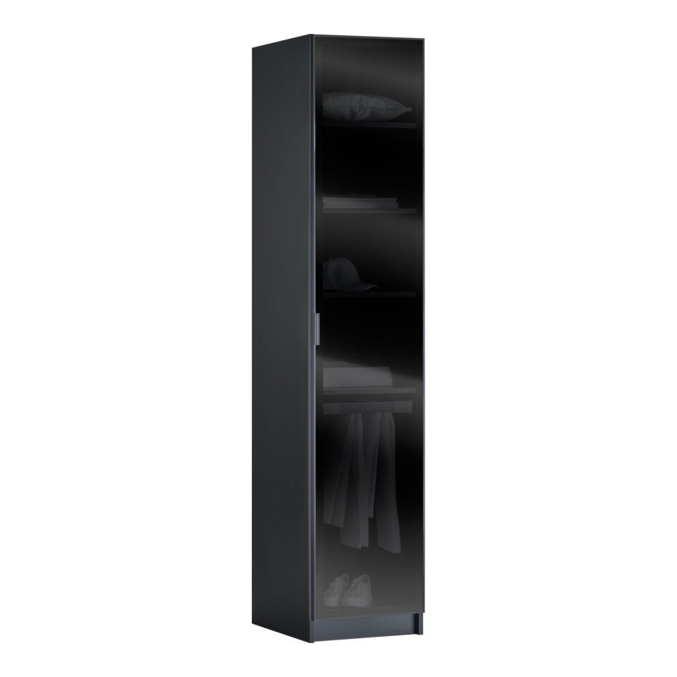 York Anthracite 1K Trouser Wardrobe, Non-Illuminated - Glass Door