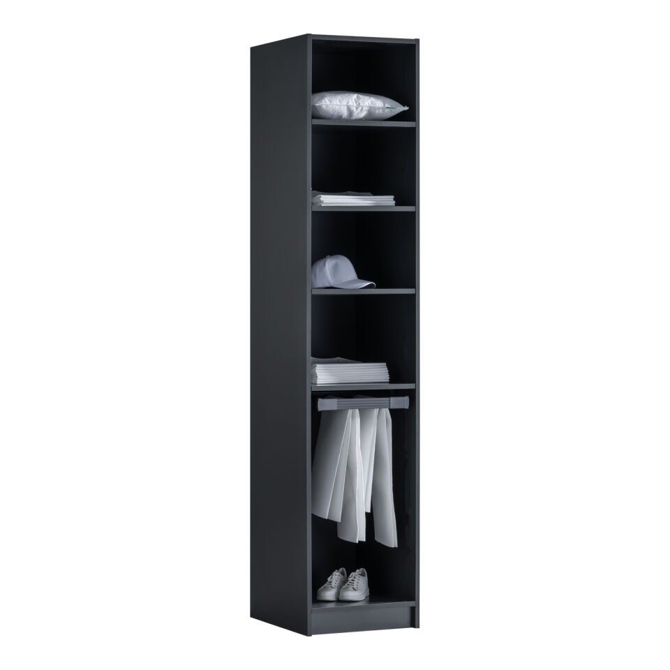 York Anthracite 1K Trouser Wardrobe, Non-Illuminated - Glass Door