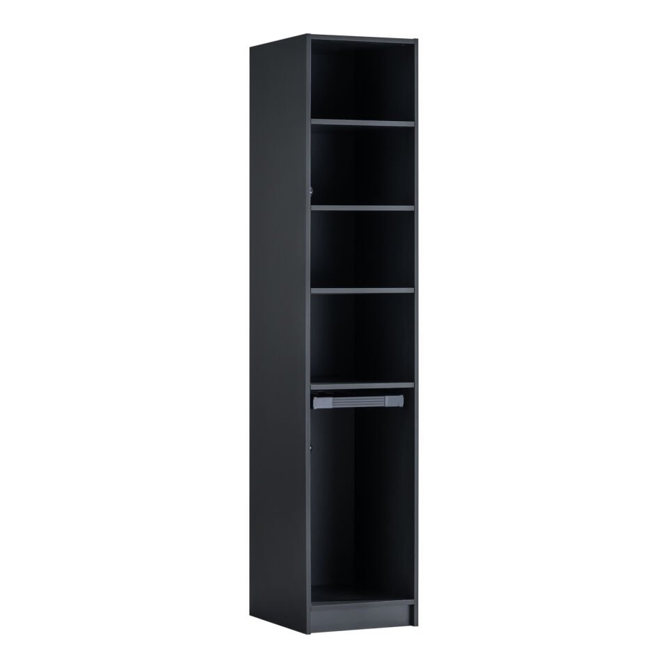 York Anthracite 1K Trouser Wardrobe, Non-Illuminated - Glass Door