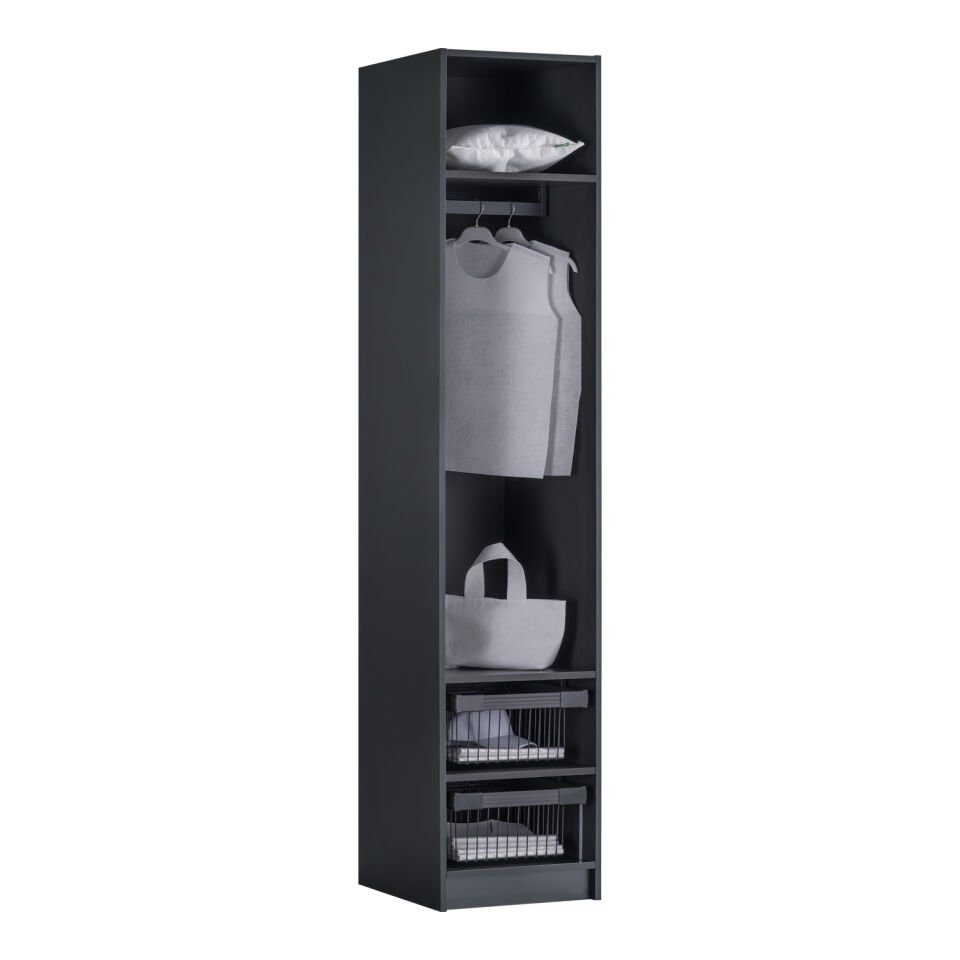 York Anthracite 1K Basket Cabinet (No Light) - Glass Door