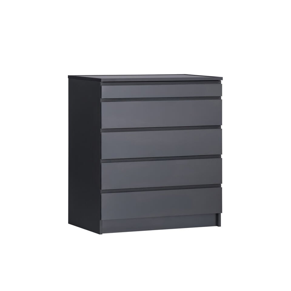 York Anthracite Chest of Drawers with Glass Doors