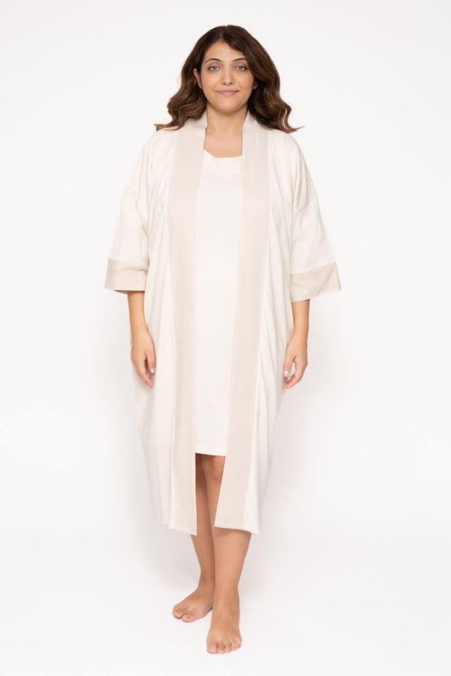 Maslolab Wochenbett-Morgenmantel Beige