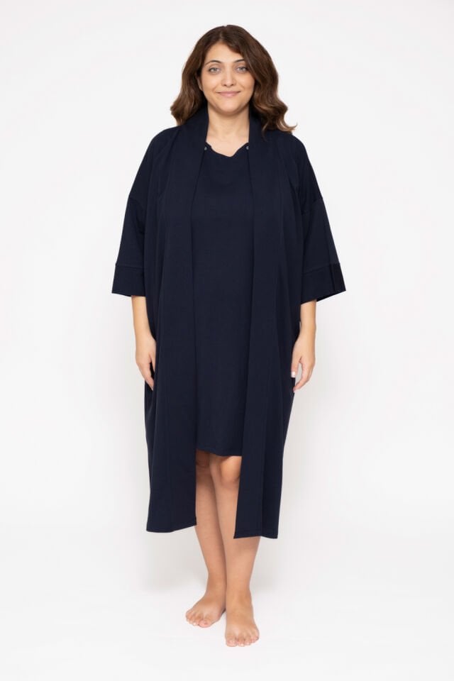 Maslolab Wochenbett-Morgenmantel Marineblau