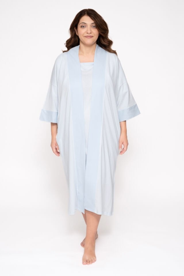 Maslolab Wochenbett-Morgenmantel Blau