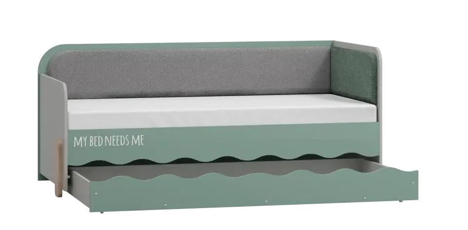 Look Daybed – upholstered daybed with the trundle drawer pulled out