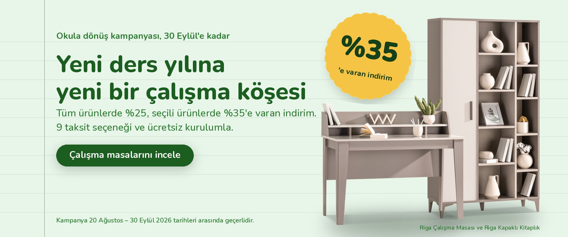 Okula dönüş kampanyası - Çalışma masası ve kitaplıklarda %35'e varan indirim
